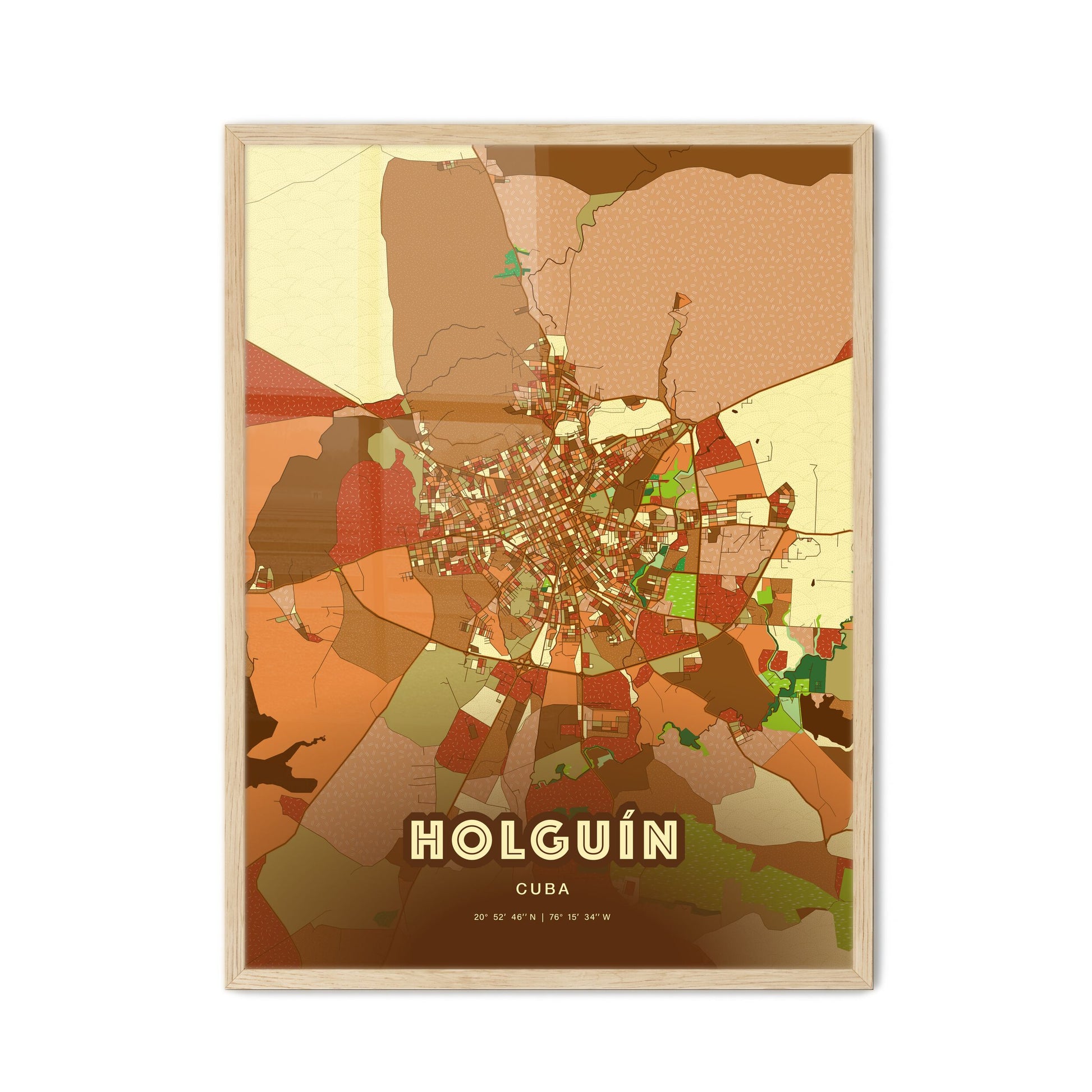 Colorful HOLGUÍN CUBA Fine Art Map Farmhouse