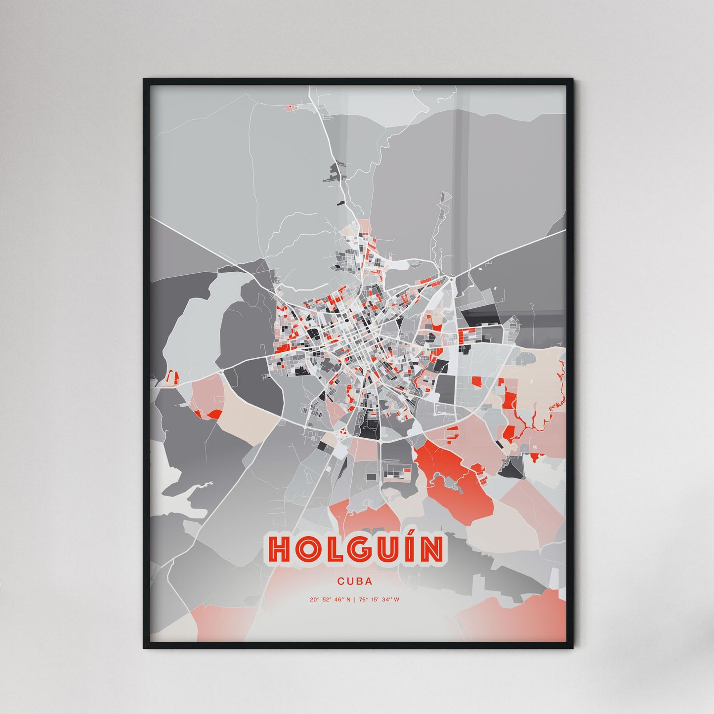 Colorful HOLGUÍN CUBA Fine Art Map Modern