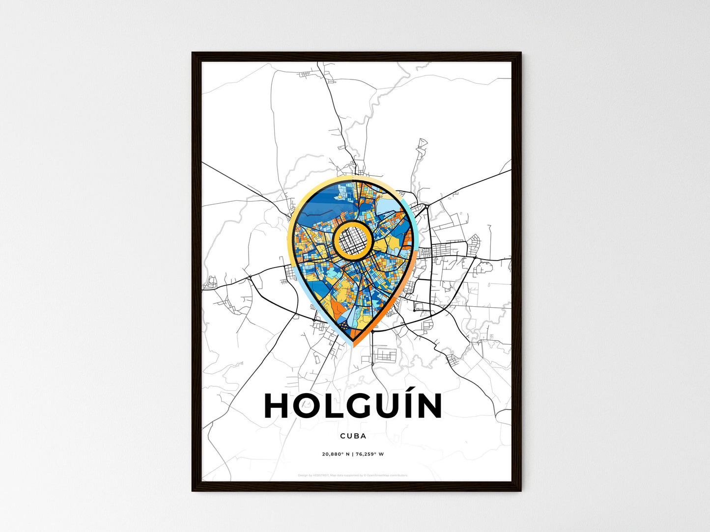 Holguín Cuba wedding art map with pointer icon