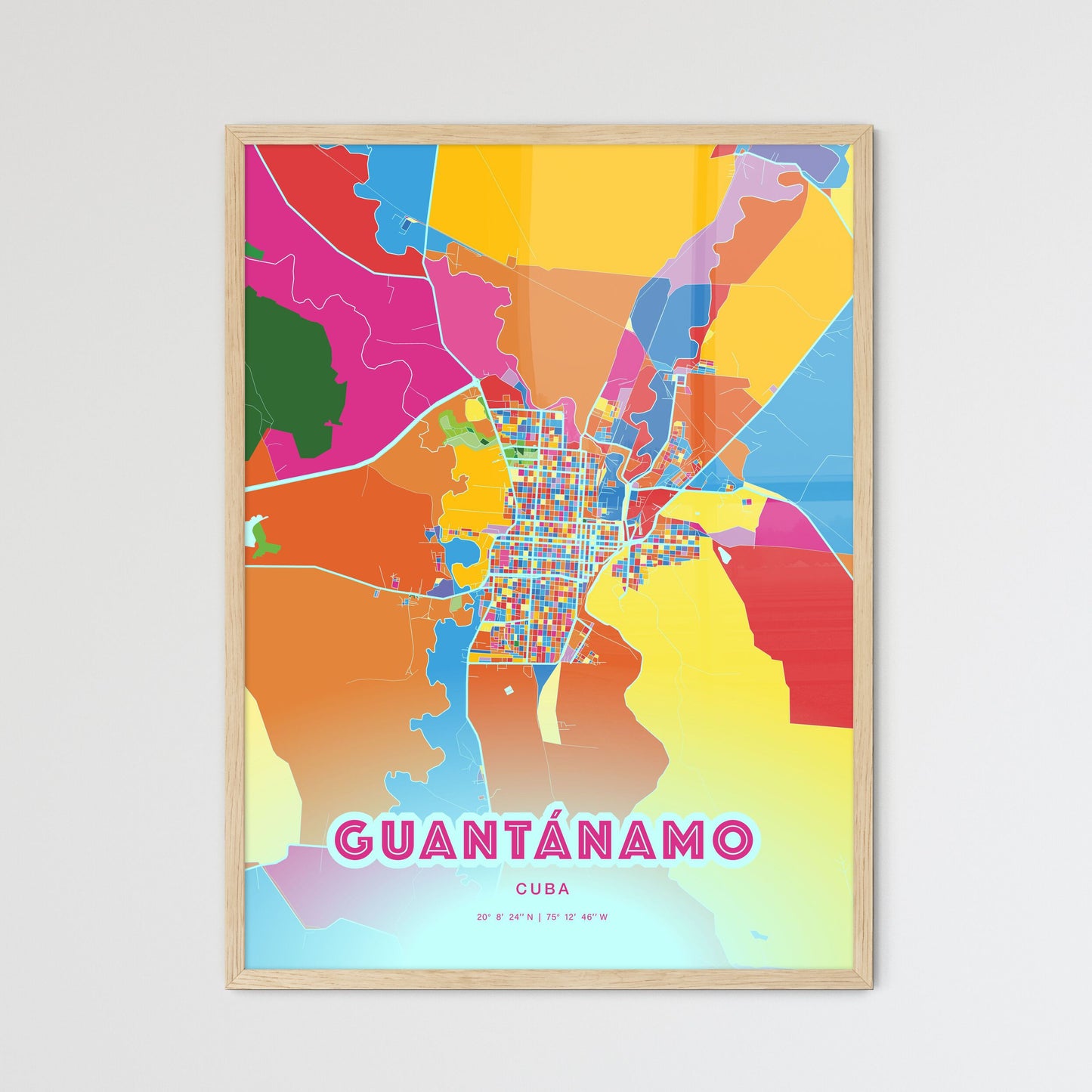 Colorful GUANTÁNAMO CUBA Fine Art Map Crazy Colors