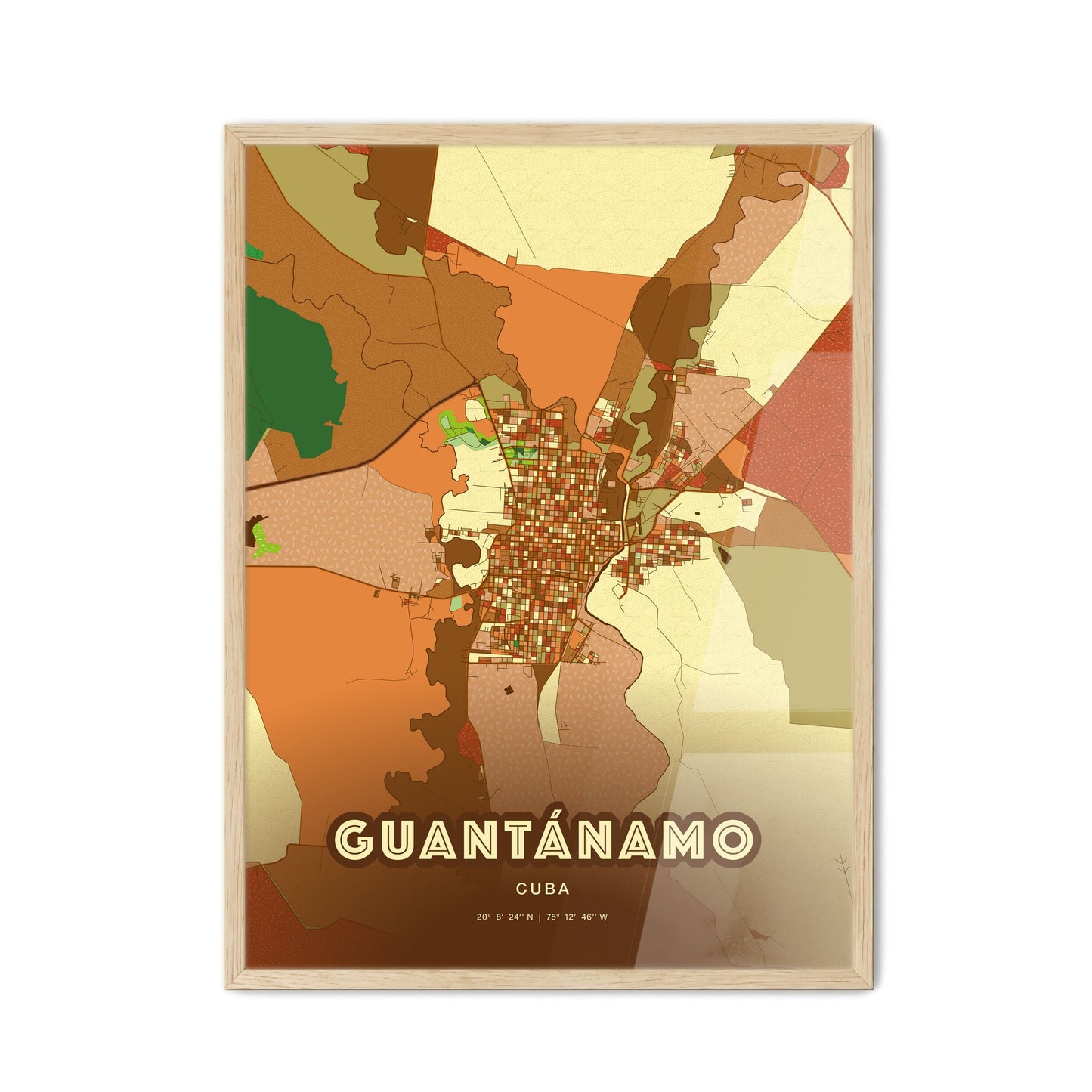 Colorful GUANTÁNAMO CUBA Fine Art Map Farmhouse