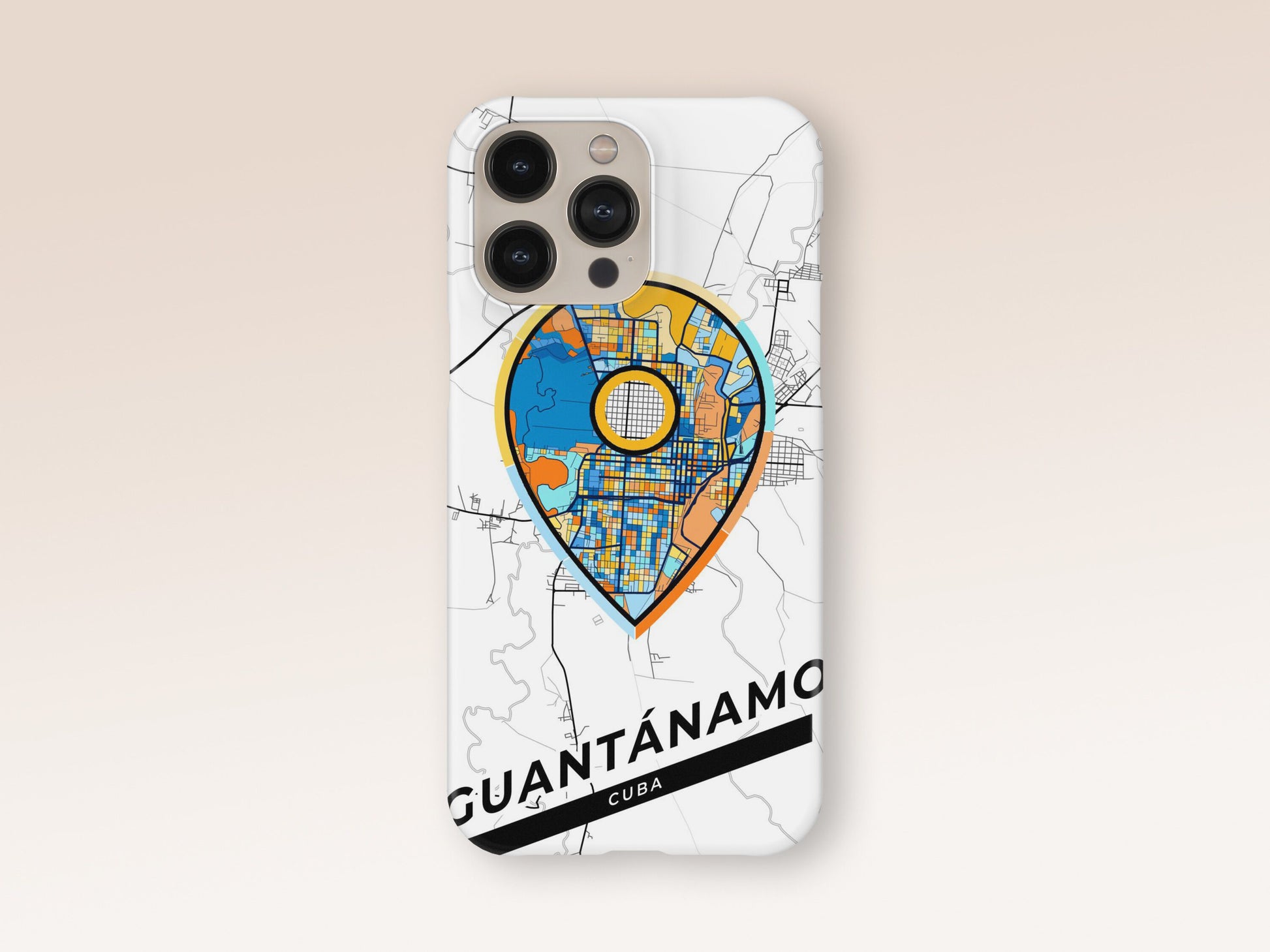Guantánamo Cuba slim phone case with colorful icon. Birthday, wedding or housewarming gift. Couple match cases. 1