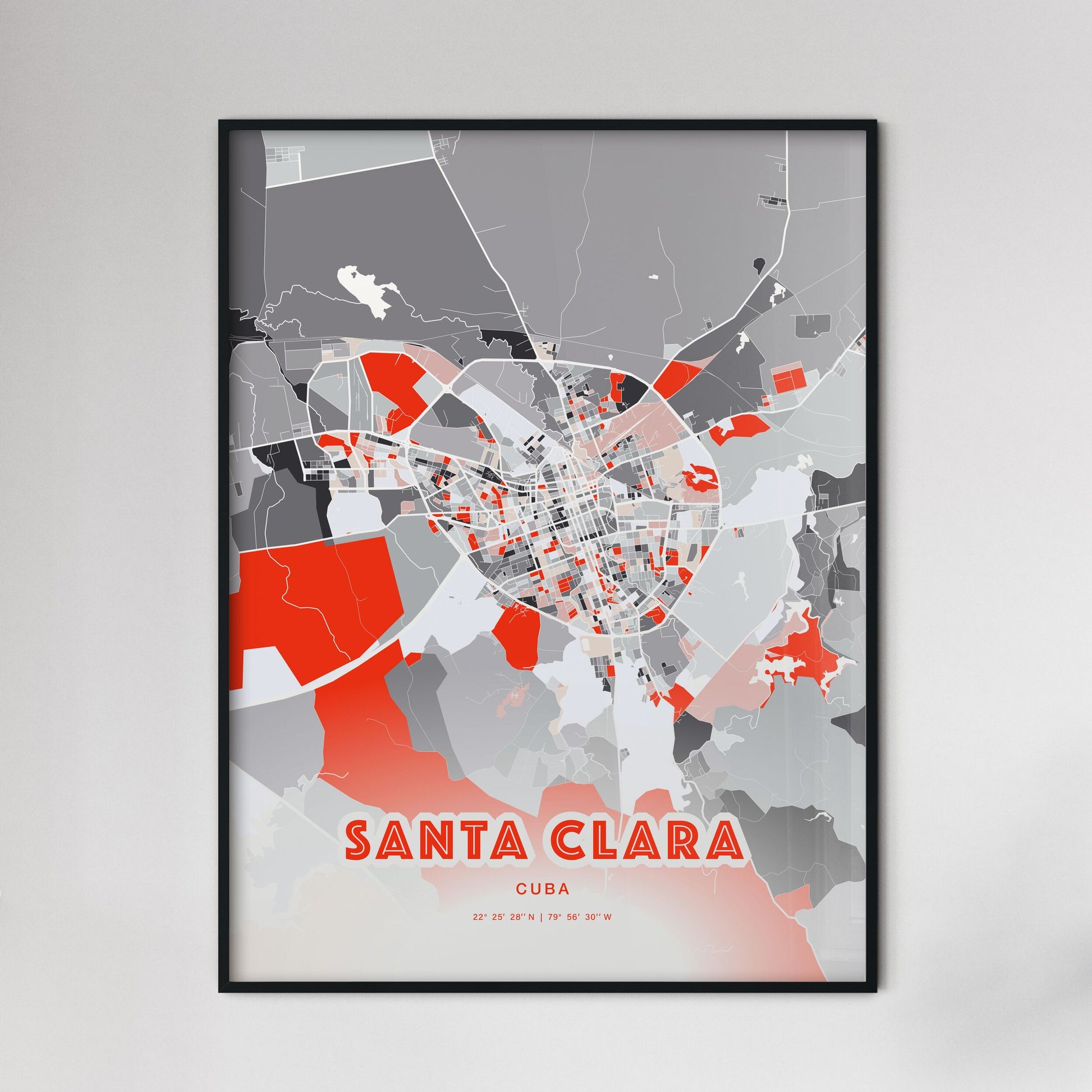 Colorful SANTA CLARA CUBA Fine Art Map Modern