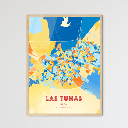 Colorful LAS TUNAS CUBA Fine Art Map Blue Orange