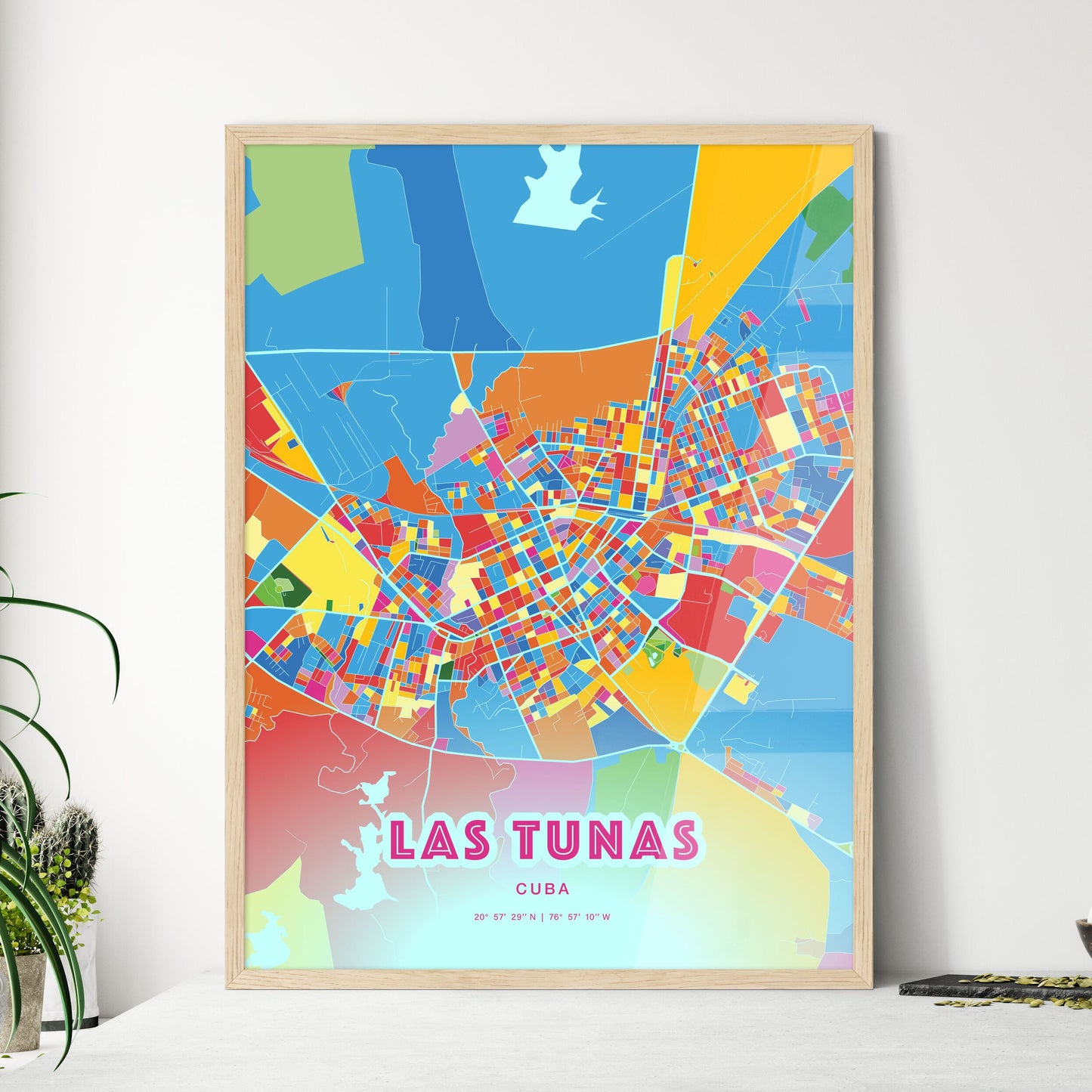 Colorful LAS TUNAS CUBA Fine Art Map Crazy Colors