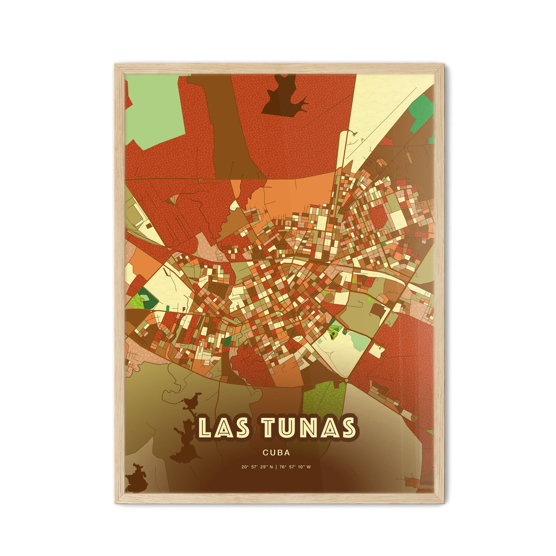 Colorful LAS TUNAS CUBA Fine Art Map Farmhouse