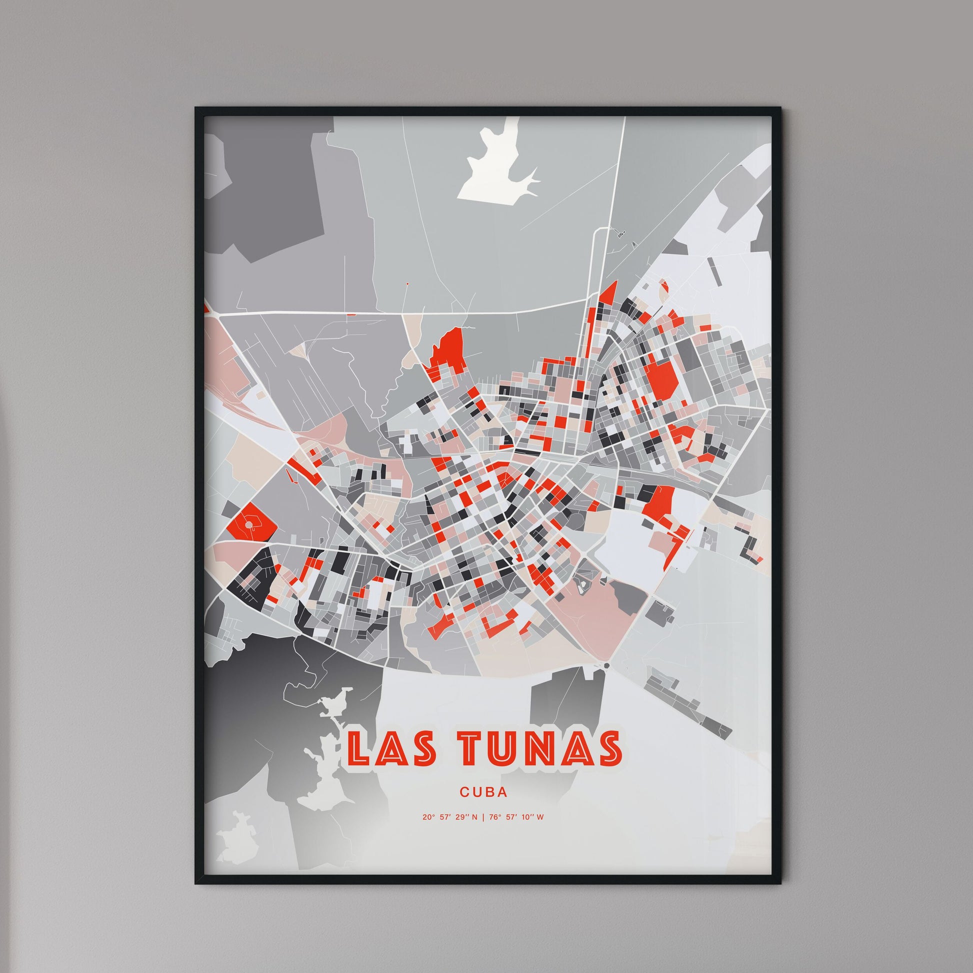 Colorful LAS TUNAS CUBA Fine Art Map Modern