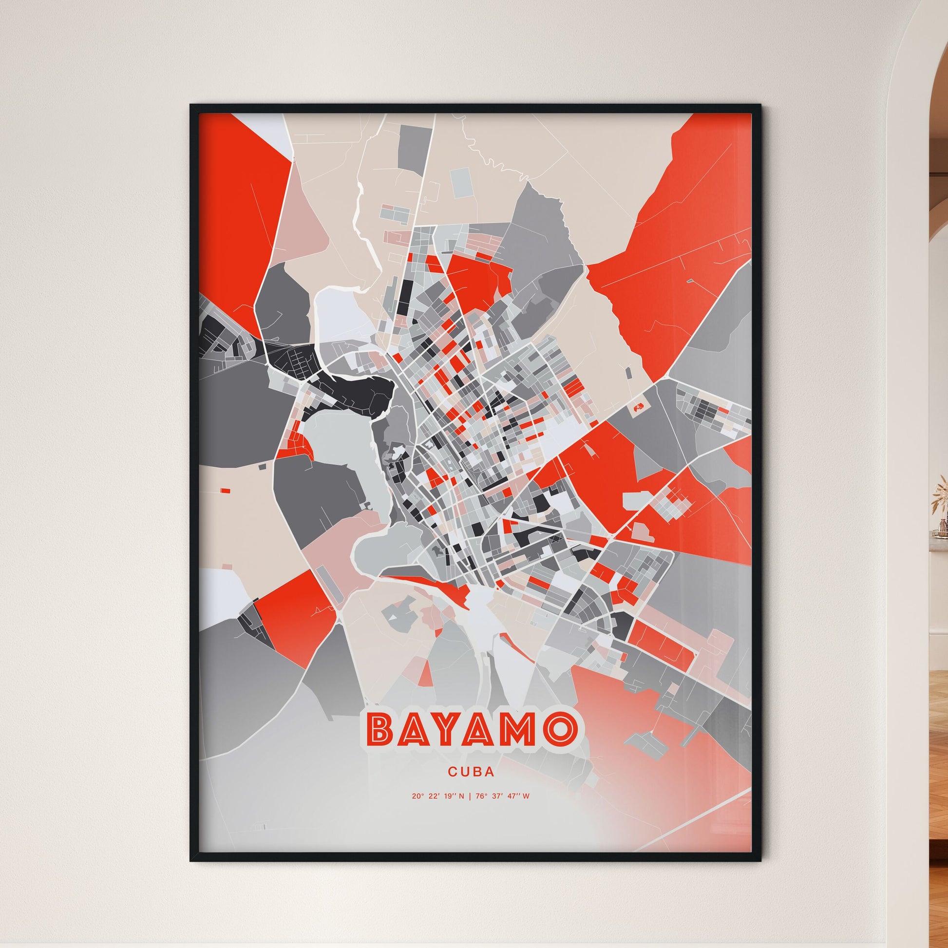 Colorful BAYAMO CUBA Fine Art Map Modern