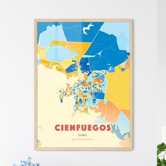 Colorful Cienfuegos Cuba Fine Art Map Blue Orange