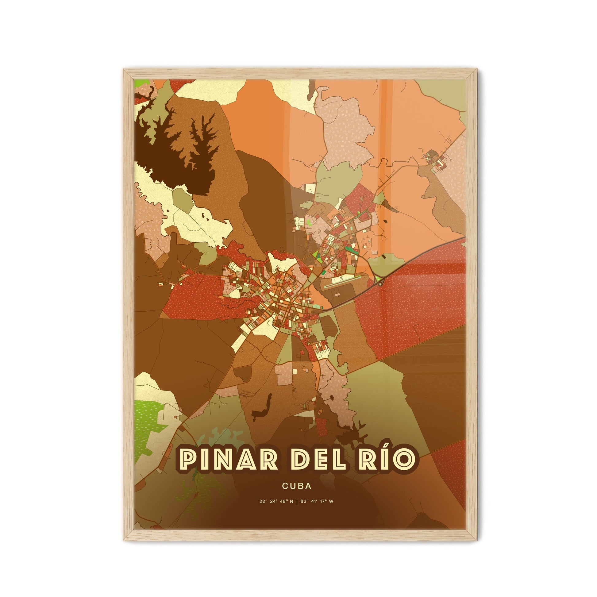 Colorful PINAR DEL RÍO CUBA Fine Art Map Farmhouse