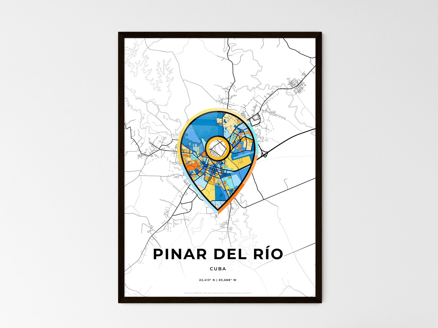 Pinar Del Río Cuba wedding art map with pointer icon