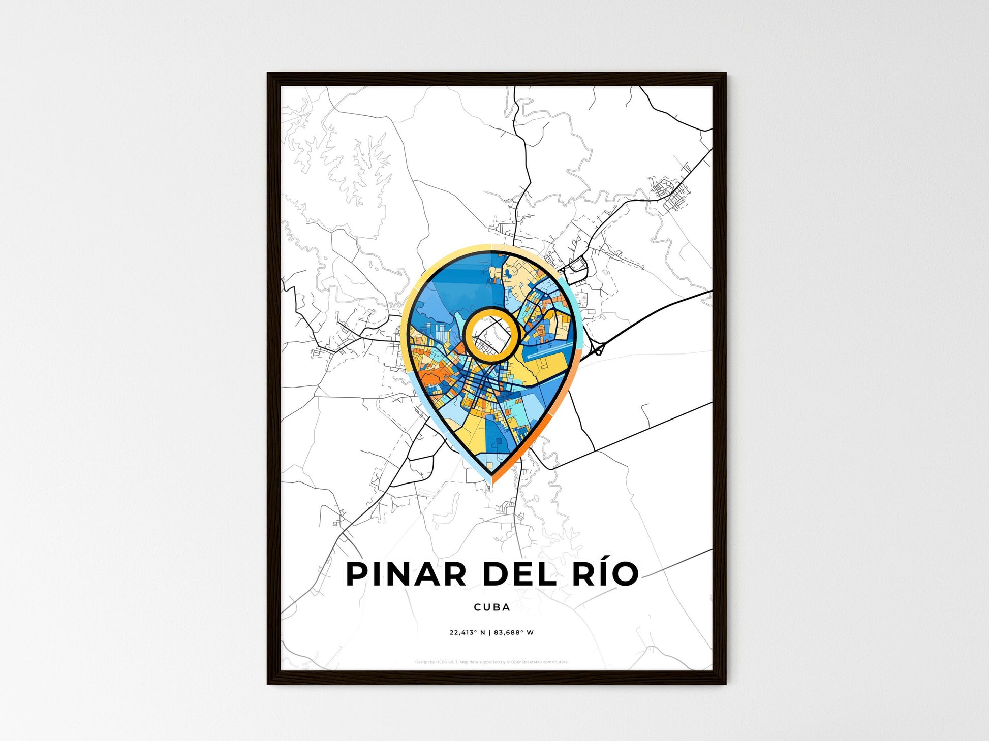 Pinar Del Río Cuba wedding art map with pointer icon