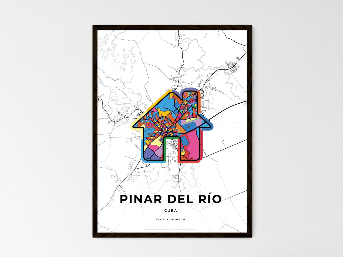 Pinar Del Río Cuba wedding art map with home icon