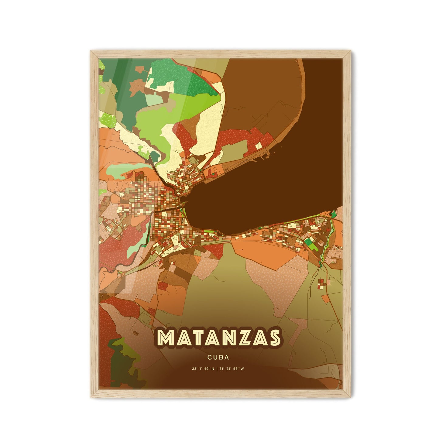 Colorful MATANZAS CUBA Fine Art Map Farmhouse