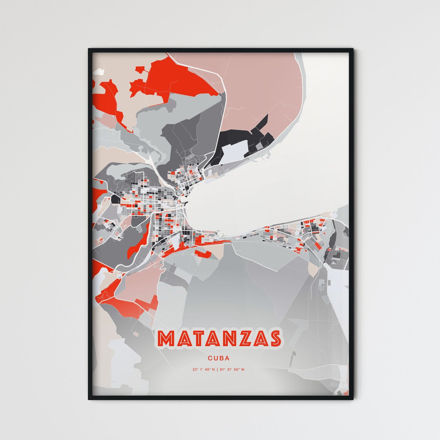 Colorful MATANZAS CUBA Fine Art Map Modern