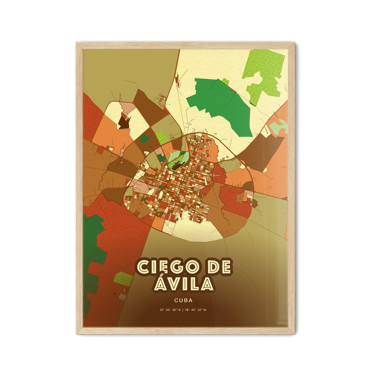 Colorful CIEGO DE ÁVILA CUBA Fine Art Map Farmhouse