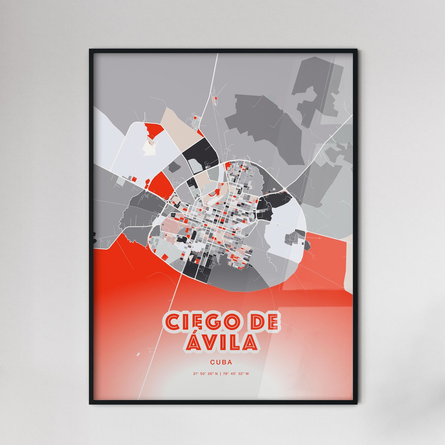 Colorful CIEGO DE ÁVILA CUBA Fine Art Map Modern