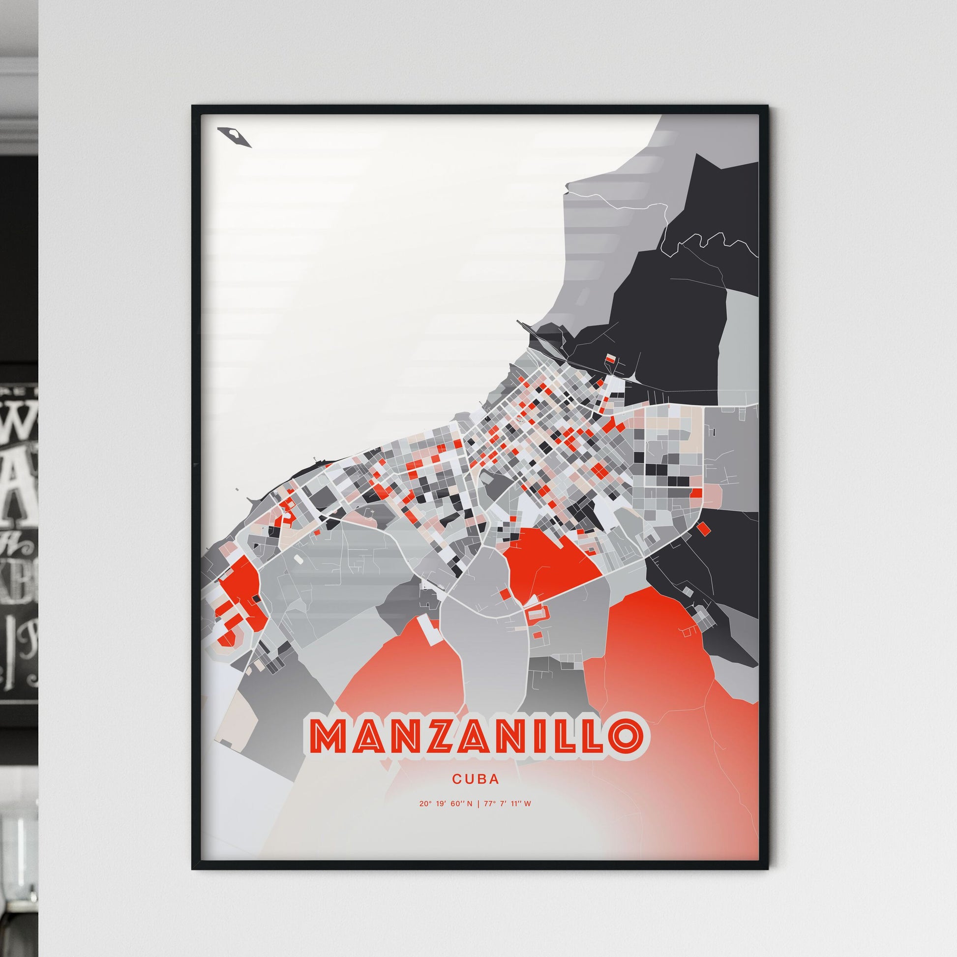 Colorful MANZANILLO CUBA Fine Art Map Modern