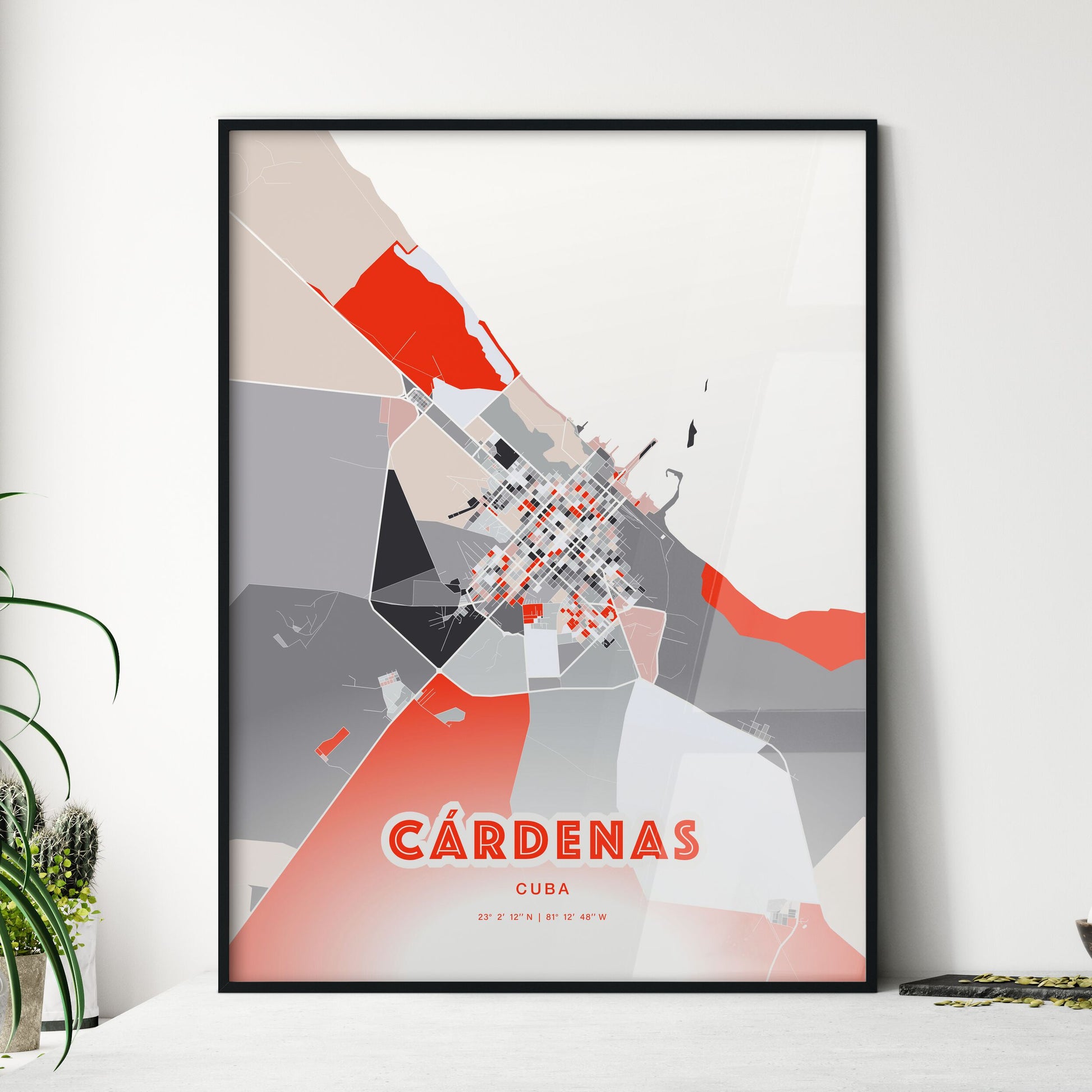 Colorful CÁRDENAS CUBA Fine Art Map Modern