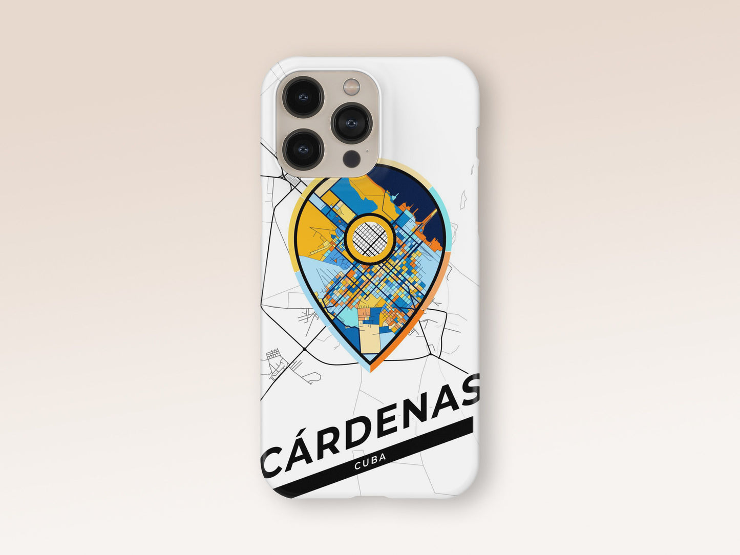 Cárdenas Cuba slim phone case with colorful icon. Birthday, wedding or housewarming gift. Couple match cases. 1