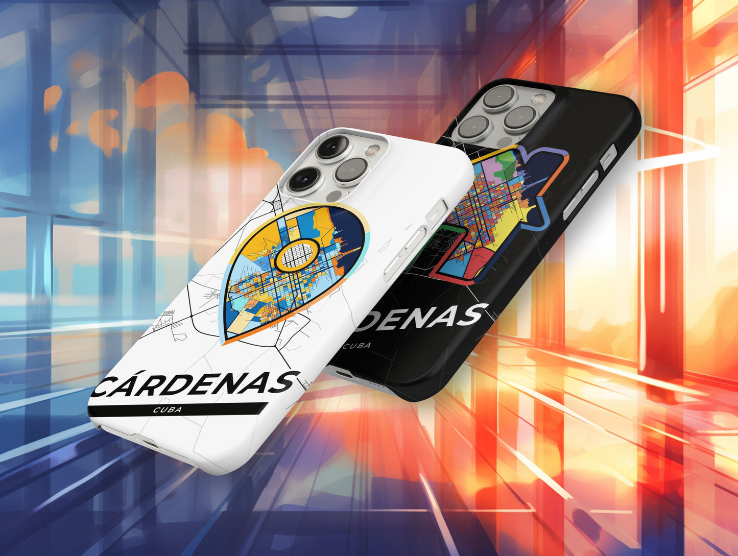 Cárdenas Cuba slim phone case with colorful icon. Birthday, wedding or housewarming gift. Couple match cases.
