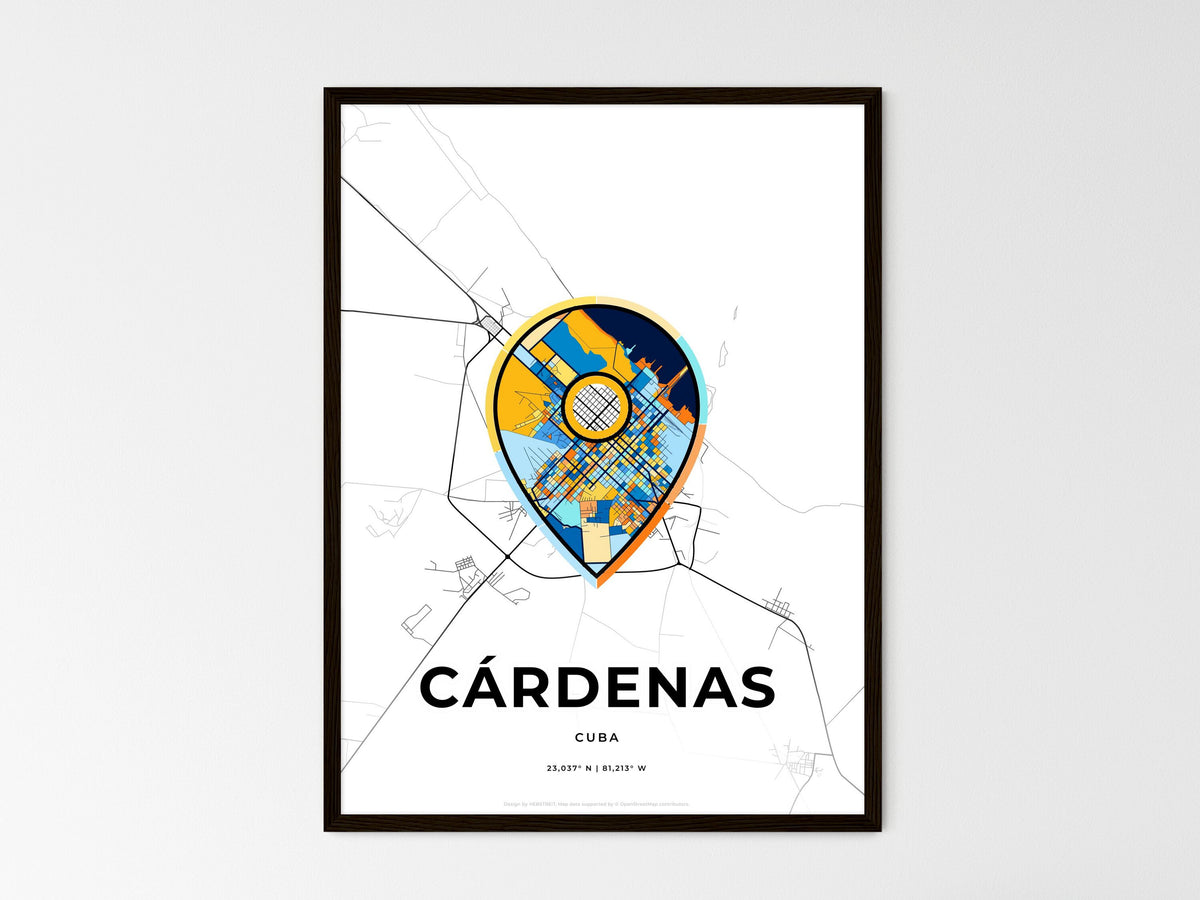 Cárdenas Cuba wedding art map with pointer icon