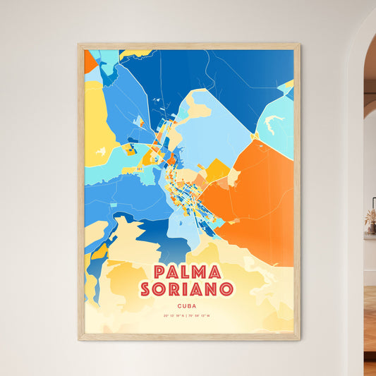 Colorful PALMA SORIANO CUBA Fine Art Map Blue Orange