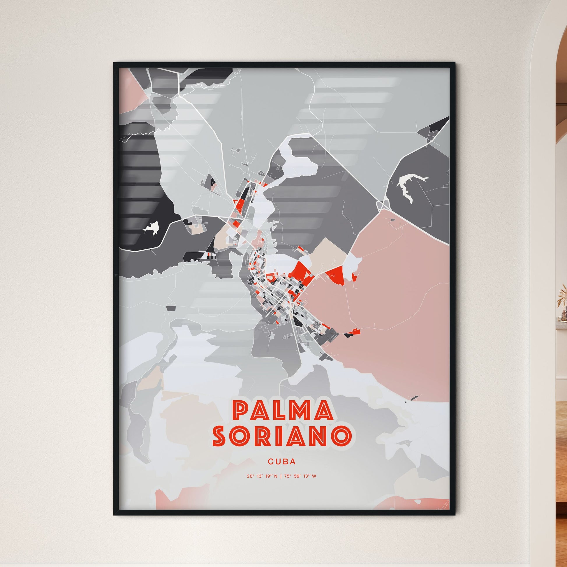 Colorful PALMA SORIANO CUBA Fine Art Map Modern