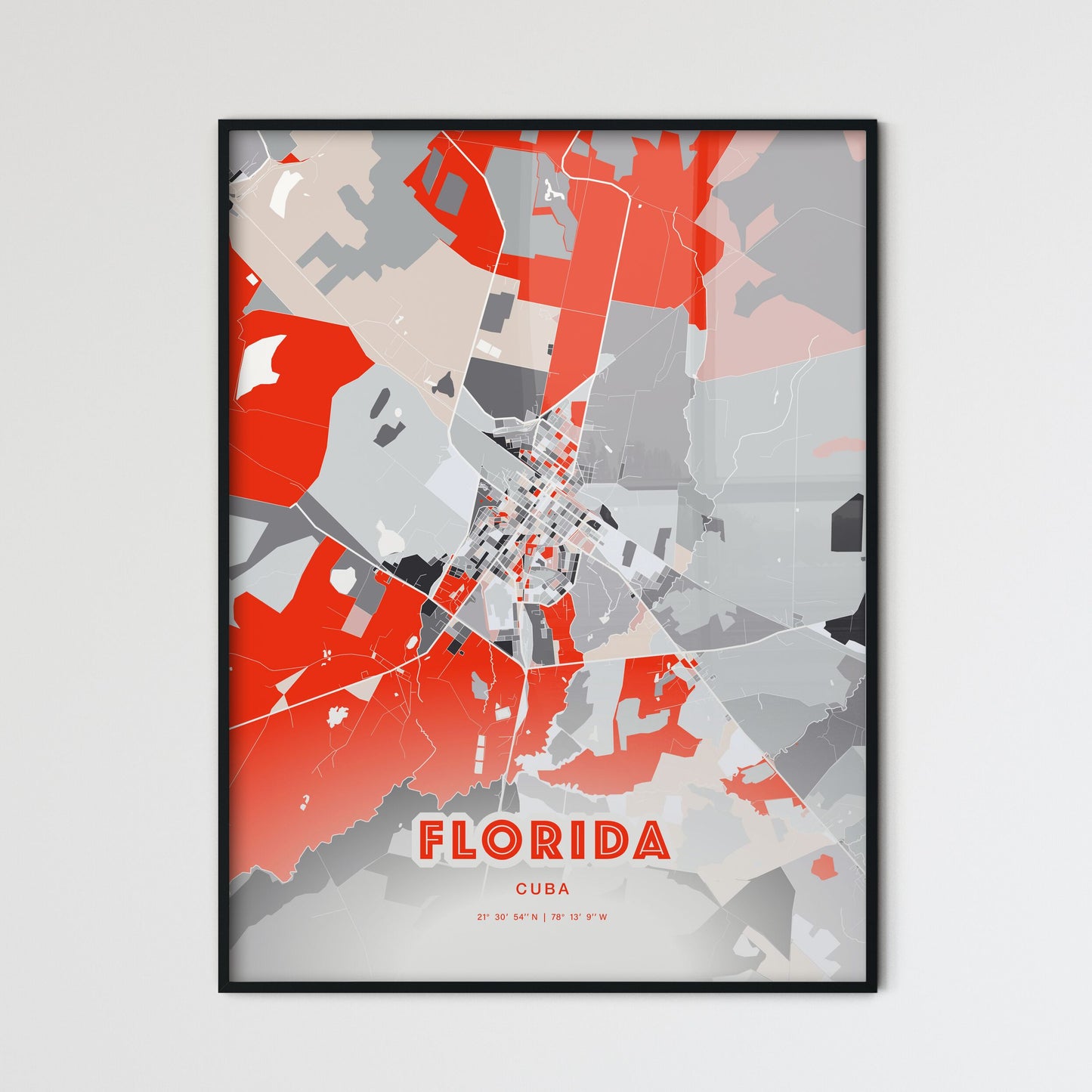 Colorful FLORIDA CUBA Fine Art Map Modern