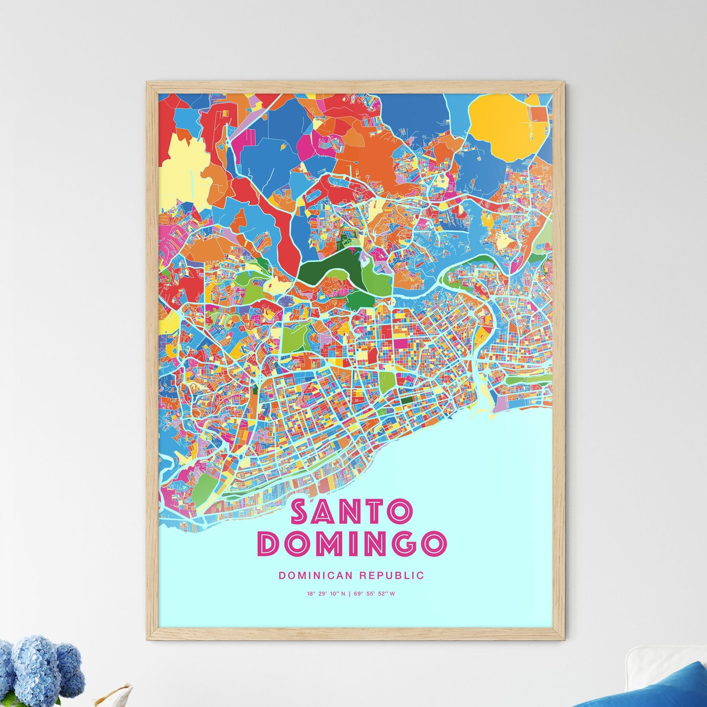 Colorful SANTO DOMINGO DOMINICAN REPUBLIC Fine Art Map Crazy Colors