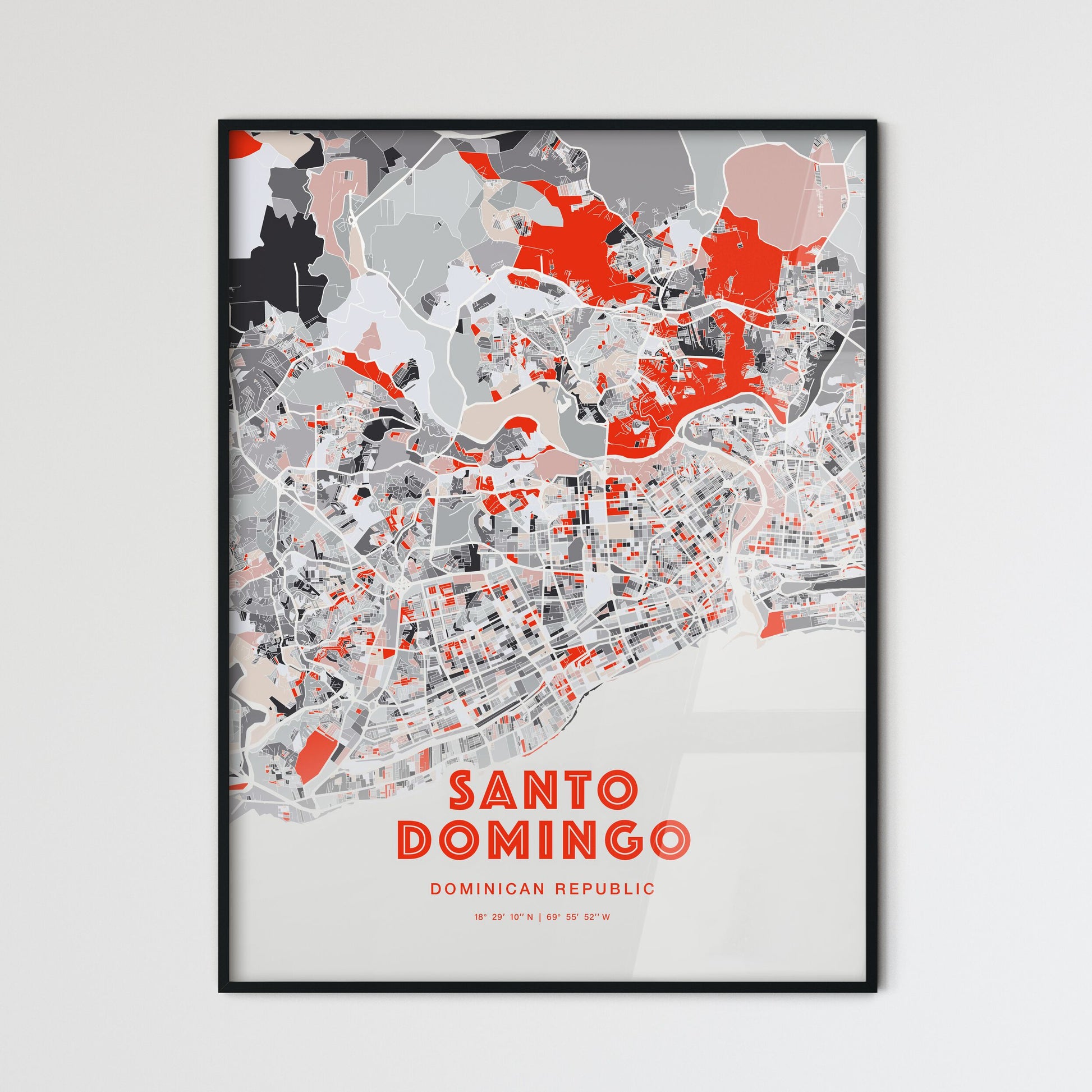 Colorful SANTO DOMINGO DOMINICAN REPUBLIC Fine Art Map Modern