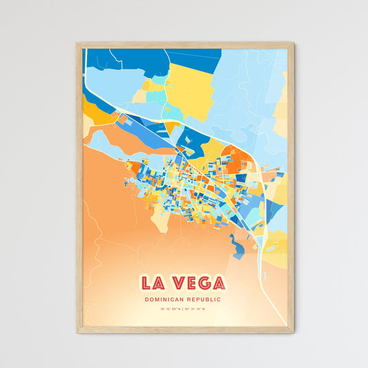 Colorful LA VEGA DOMINICAN REPUBLIC Fine Art Map Blue Orange