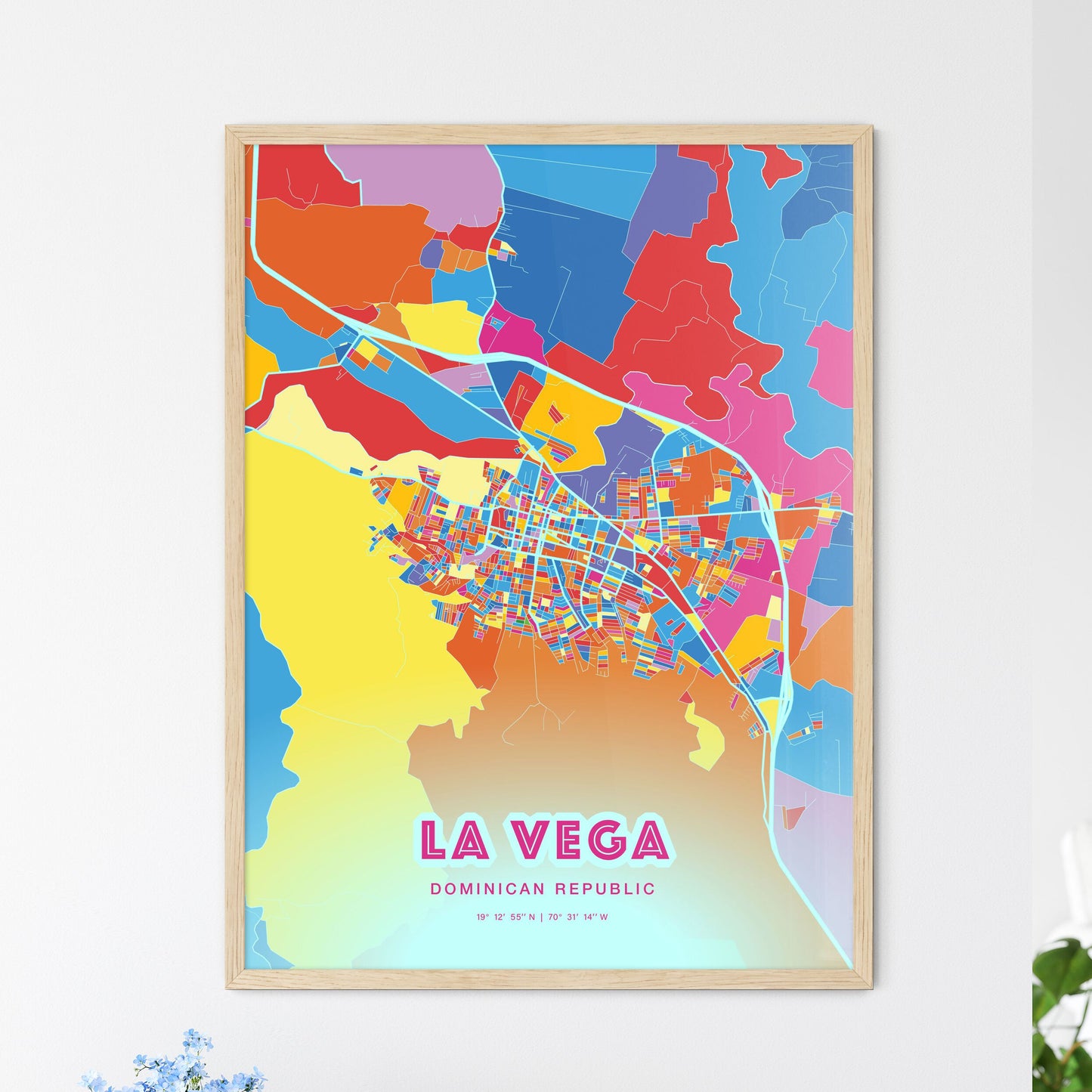 Colorful LA VEGA DOMINICAN REPUBLIC Fine Art Map Crazy Colors