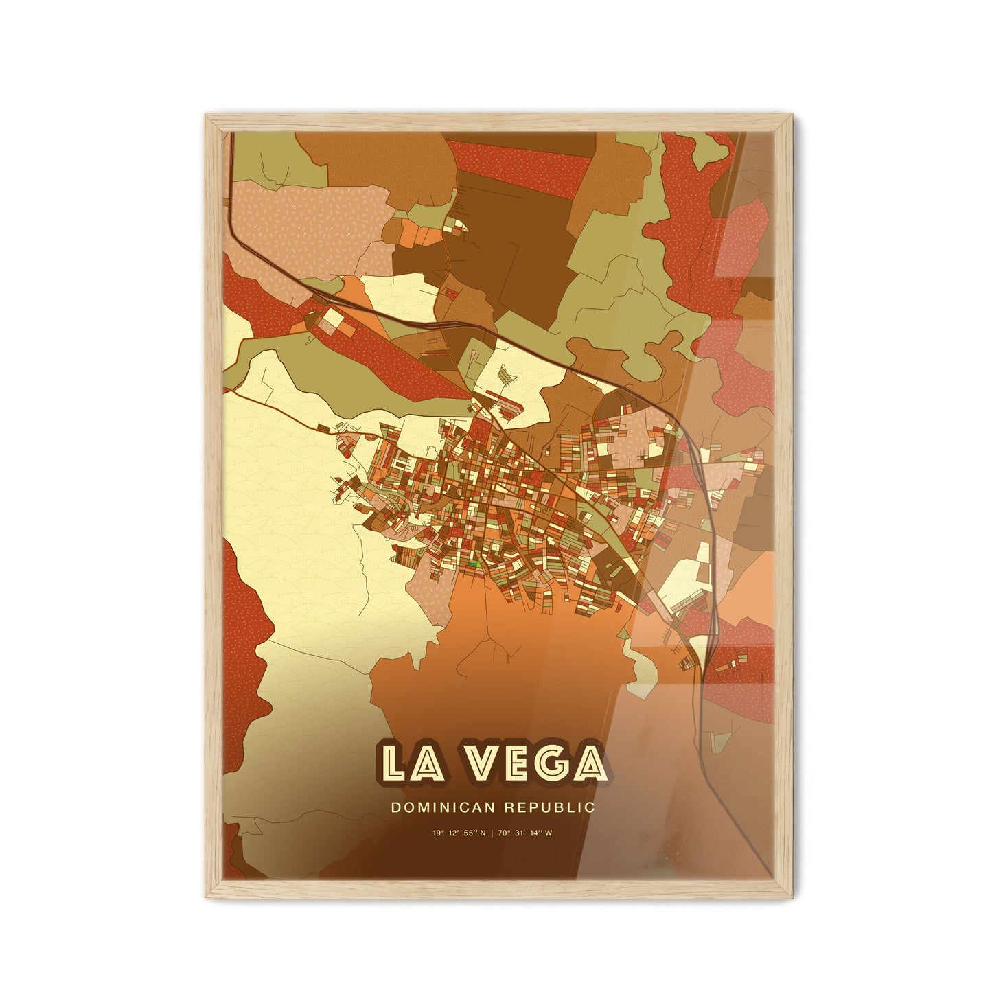 Colorful LA VEGA DOMINICAN REPUBLIC Fine Art Map Farmhouse