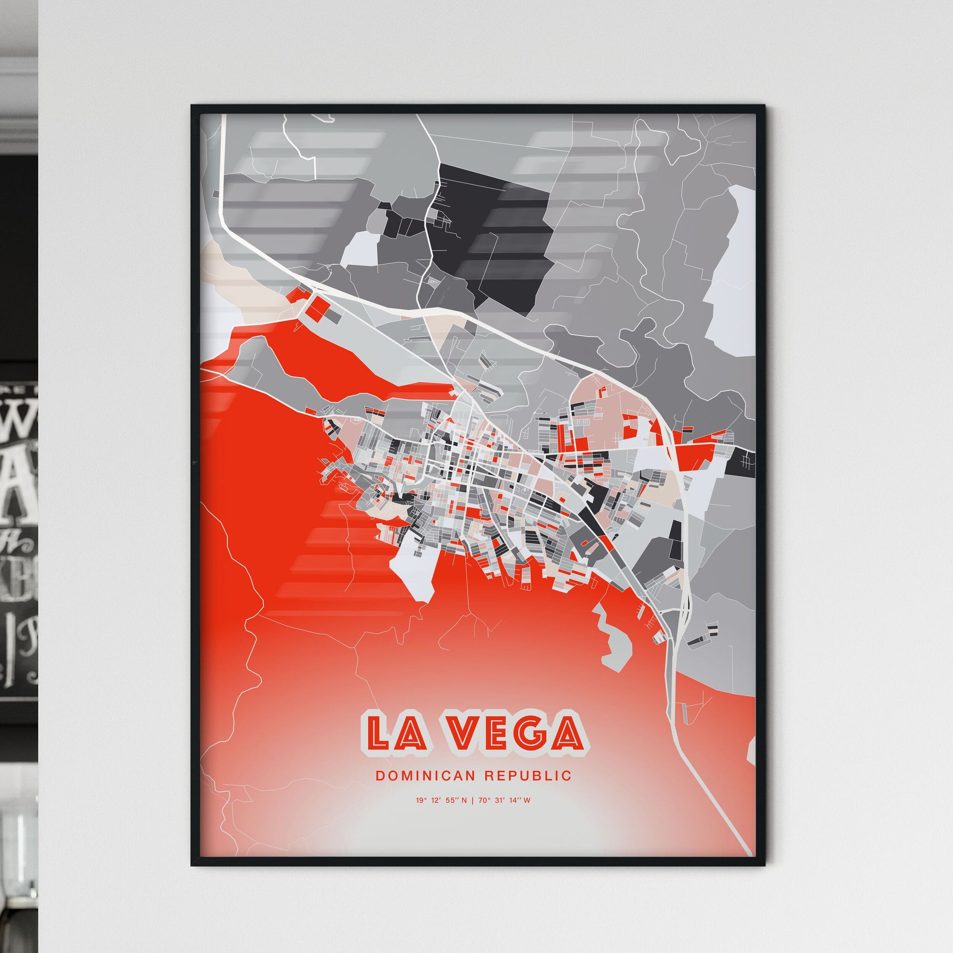 Colorful LA VEGA DOMINICAN REPUBLIC Fine Art Map Modern