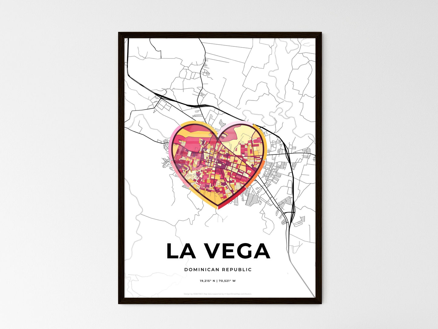 La Vega Dominican Republic wedding art map with heart icon