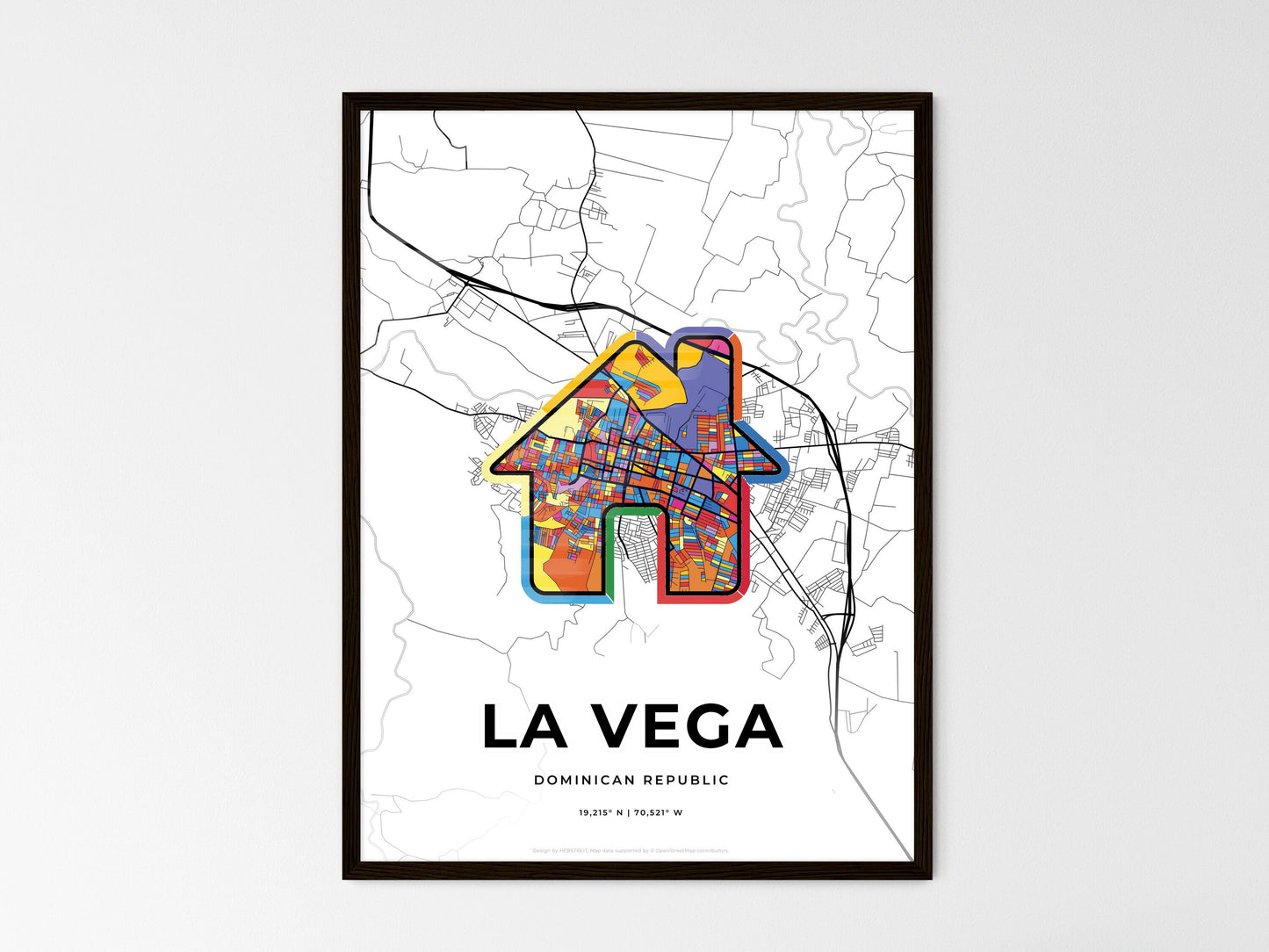 La Vega Dominican Republic wedding art map with home icon