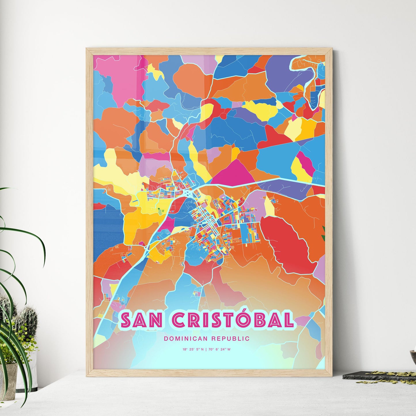 Colorful SAN CRISTÓBAL DOMINICAN REPUBLIC Fine Art Map Crazy Colors