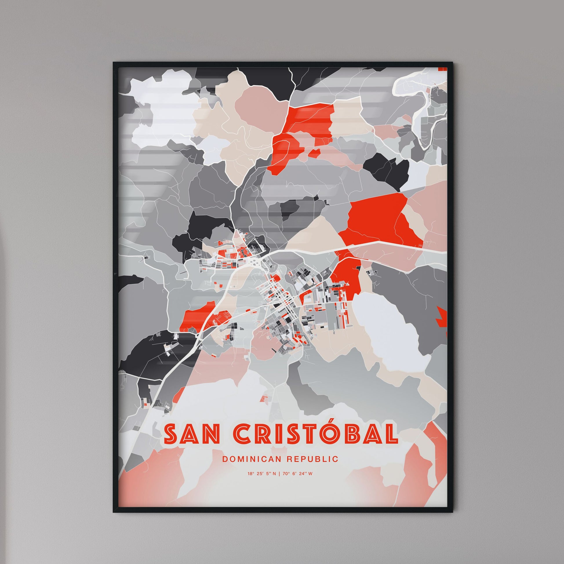 Colorful SAN CRISTÓBAL DOMINICAN REPUBLIC Fine Art Map Modern