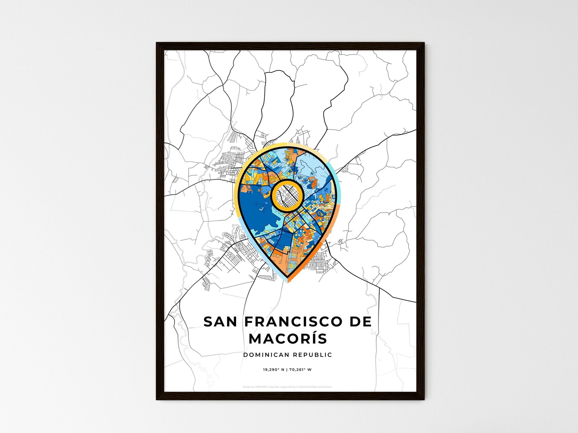 SAN FRANCISCO DE MACORÍS DOMINICAN REPUBLIC minimal art map with a colorful icon. Style 1