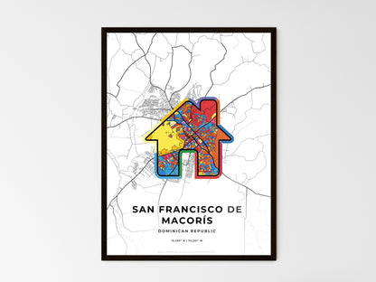 SAN FRANCISCO DE MACORÍS DOMINICAN REPUBLIC minimal art map with a colorful icon. Style 3