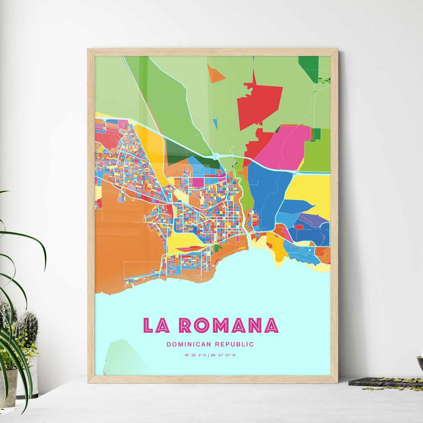Colorful LA ROMANA DOMINICAN REPUBLIC Fine Art Map Crazy Colors