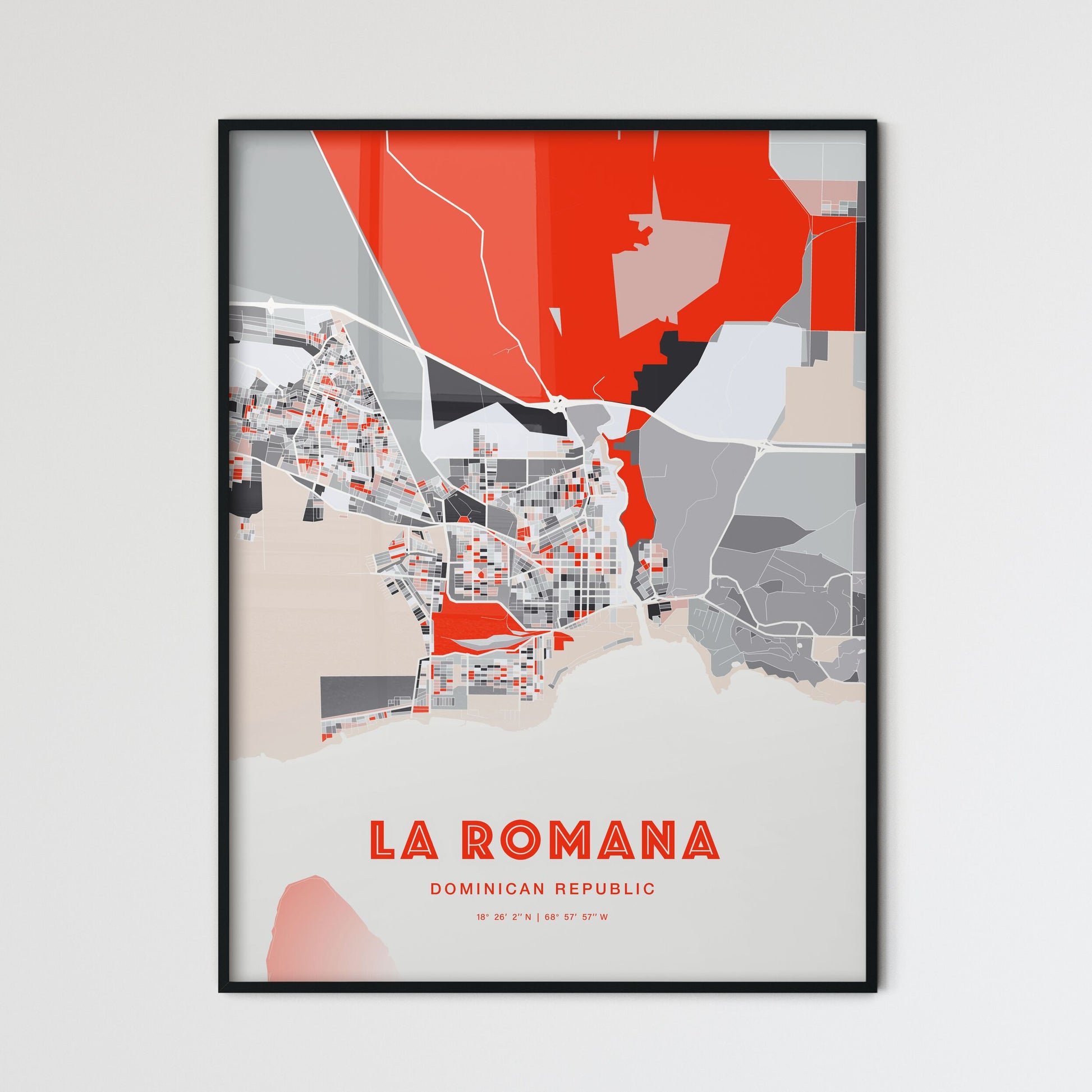 Colorful LA ROMANA DOMINICAN REPUBLIC Fine Art Map Modern