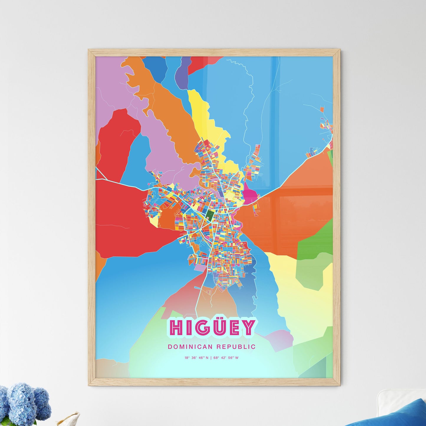 Colorful HIGÜEY DOMINICAN REPUBLIC Fine Art Map Crazy Colors