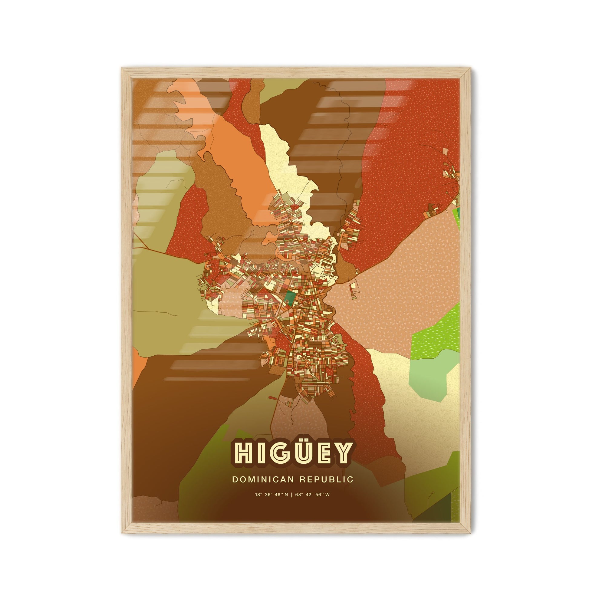 Colorful HIGÜEY DOMINICAN REPUBLIC Fine Art Map Farmhouse