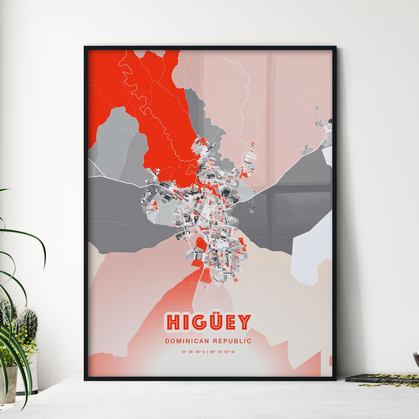 Colorful HIGÜEY DOMINICAN REPUBLIC Fine Art Map Modern