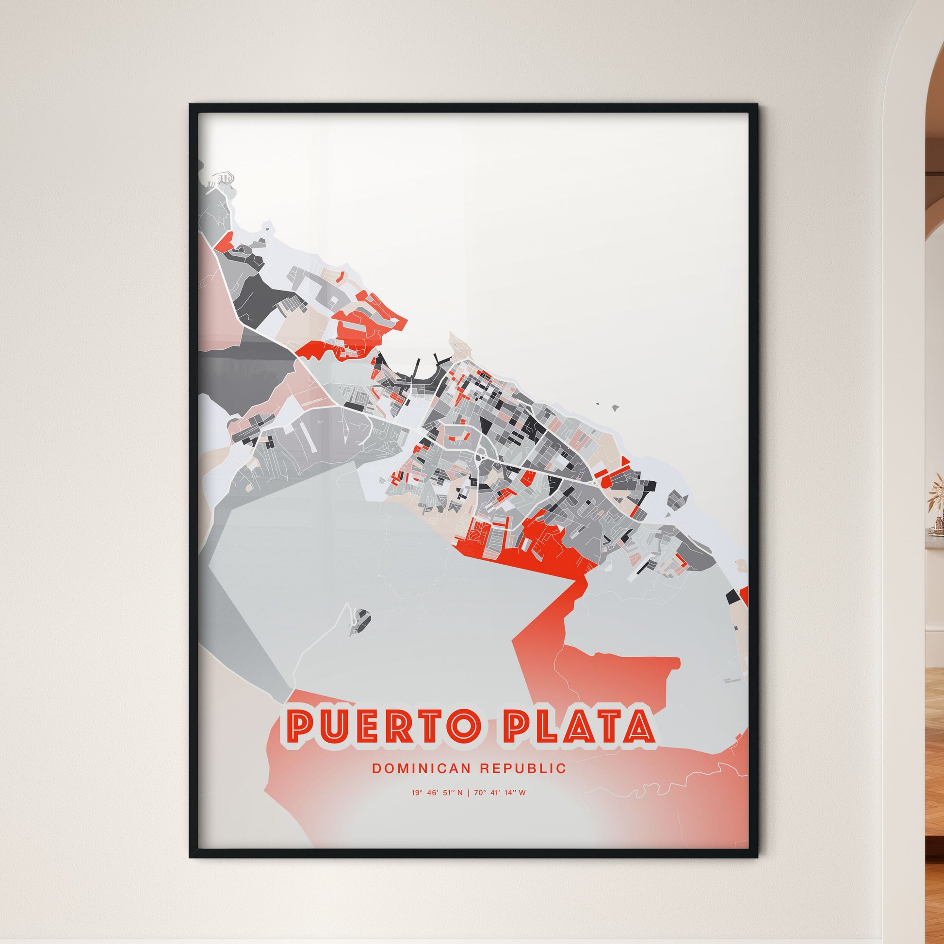 Colorful PUERTO PLATA DOMINICAN REPUBLIC Fine Art Map Modern