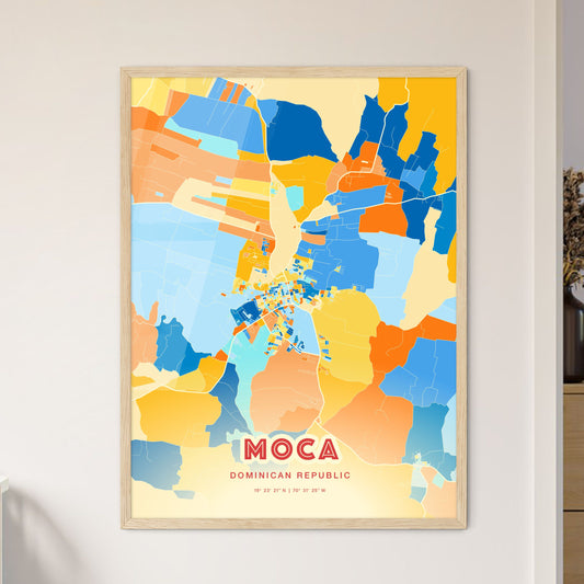 Colorful MOCA DOMINICAN REPUBLIC Fine Art Map Blue Orange