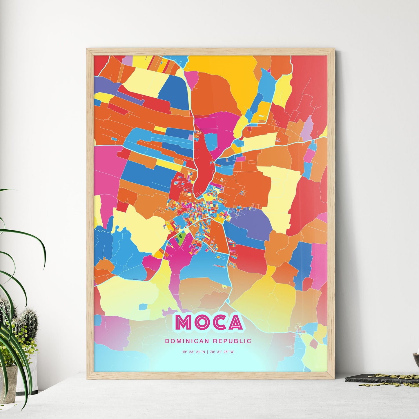 Colorful MOCA DOMINICAN REPUBLIC Fine Art Map Crazy Colors