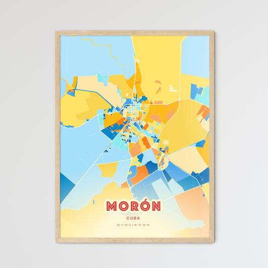 Colorful MORÓN CUBA Fine Art Map Blue Orange